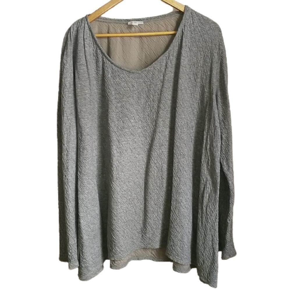 PURE J.JILL Grey Textured Lagenlook Textured Oversized Sweatshirt Size Large
